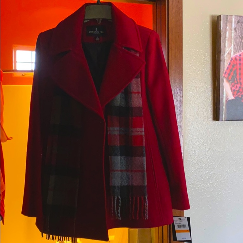 London fog red double breasted coat
